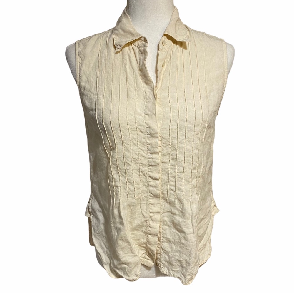 MaxMara flax linen sleeveless button up top
